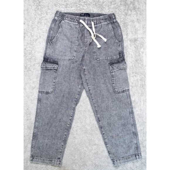 Gap Denim Easy Pull On Cargo Jeans Gray Stonewashed Cropped Womens Size S - Picture 2 of 14